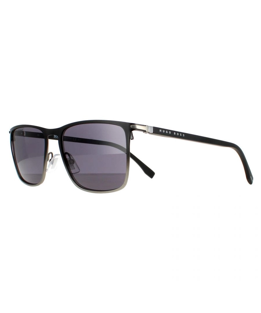 Hugo Boss Rectangle Mens Black Ruthenium/Dark Grey 1004/S Sunglasses Metal (archived) - One Size